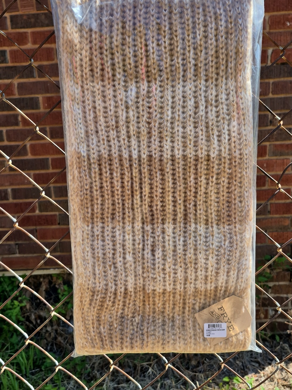 Frye Sparkle Mouline Carmel Striped Scarf  NWT NIP